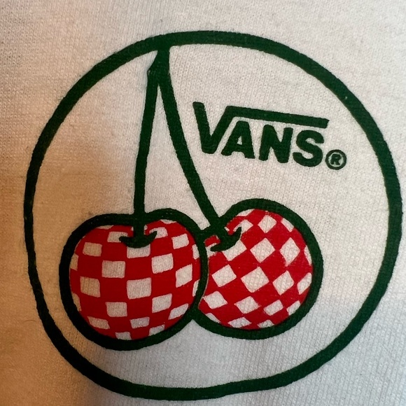 Vans Classic White logo cherry checker t-shirt Cotton Tee Medium - Picture 4 of 5